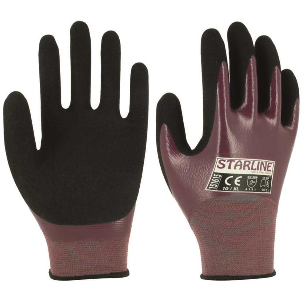 Eldiven Starline 151615 Tam Kaplı Nitril - No 10