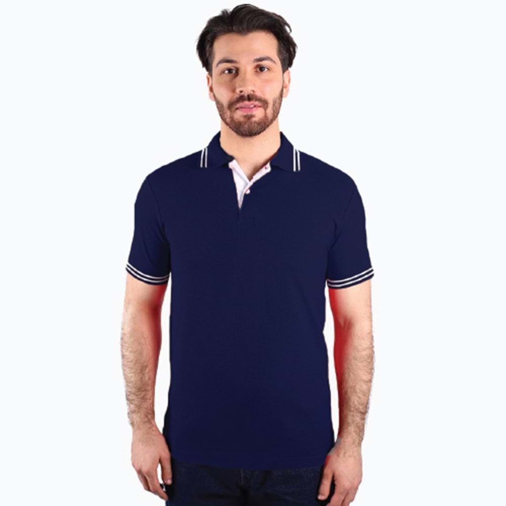 Lakos T-Shirt Penyeye Penye Çizgili Polo Yaka