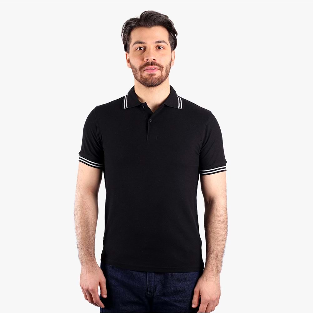 Lakos T-Shirt Penyeye Penye Çizgili Polo Yaka