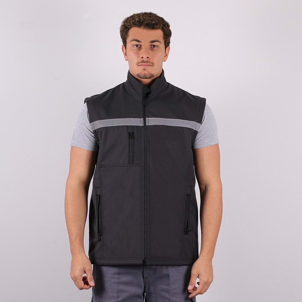 Yelek Softshell Reflektör Şeritli