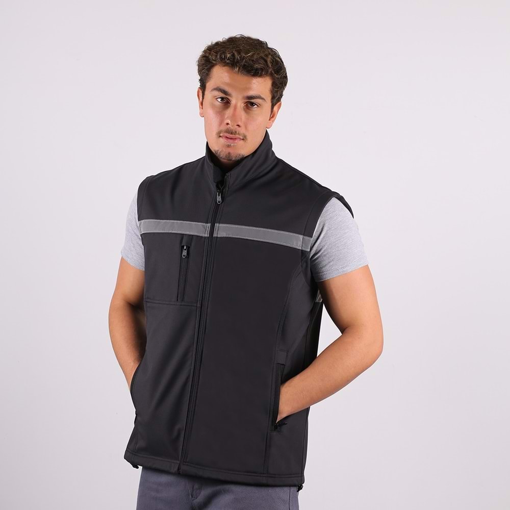 Yelek Softshell Reflektör Şeritli