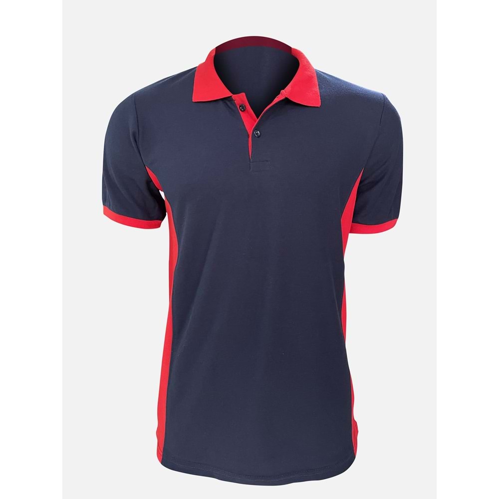 Samteks Garnili Polo Yaka Pike Örme T-Shirt - Lacivert-Kırmızı - XL-4