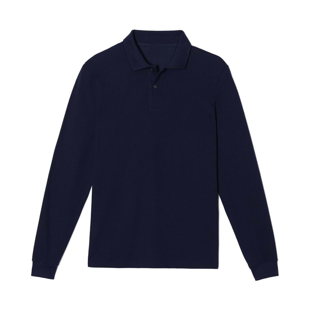Open-End Pike Örme Polo Yaka Uzun Kol T-Shirt
