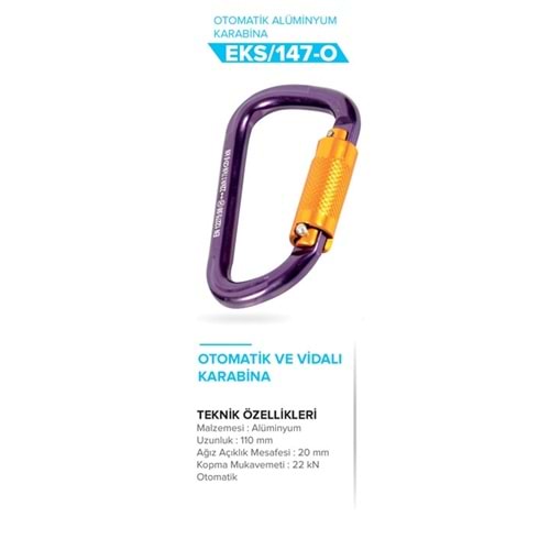 Karabina Otomatik ve Vidalı Renkli Alüminyum EKS147OT Eks