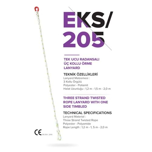 Lanyard Tek Ucu Radansalı 3 Kollu Örme 1,2 EKS205 Eks
