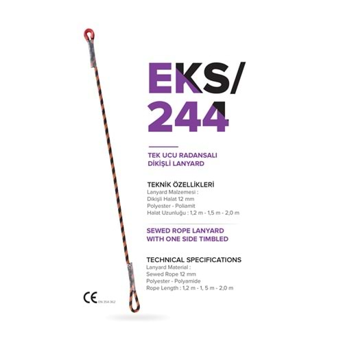 Lanyard Tek Ucu Radansalı Dikişli 1,50 mt EKS244 Eks