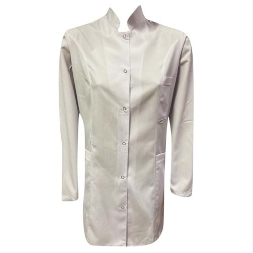 Samteks Uzun Boy Hakim Yaka Bayan Önlük - Beyaz