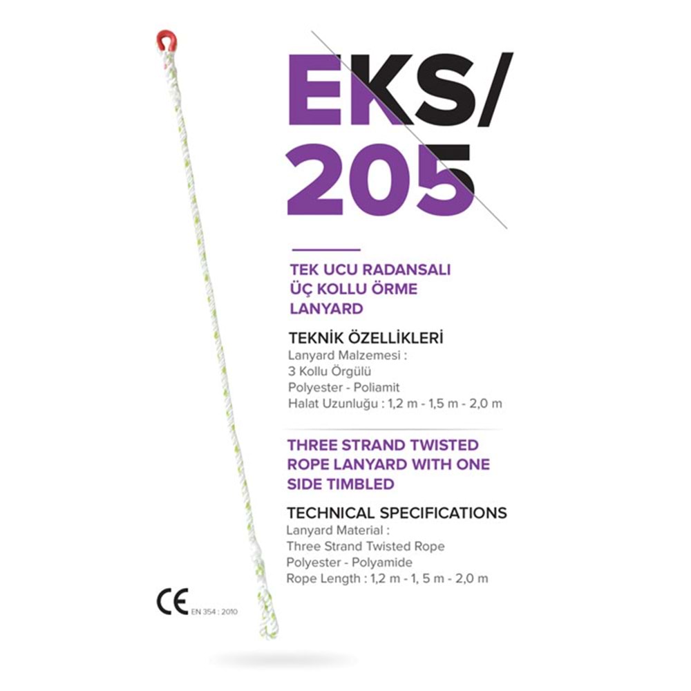 Lanyard Tek Ucu Radansalı 3 Kollu Örme 1,2 EKS205 Eks