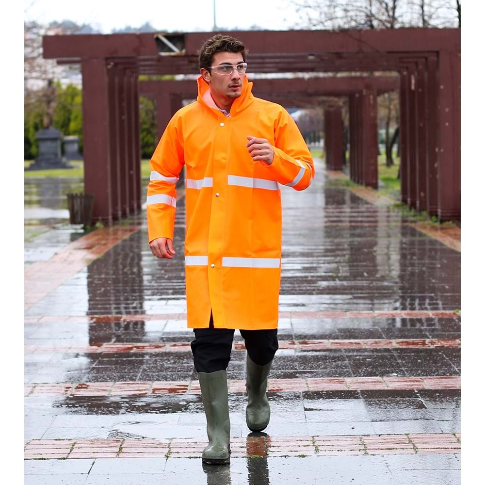 Yağmurluk Dizaltı Reflektörlü 40 Mic. TURUNCU