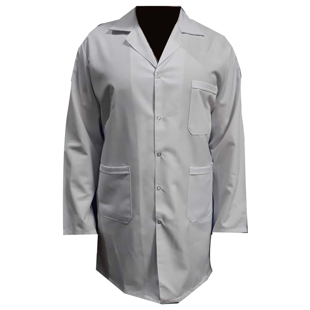 Samteks Uzun Boy Polo Yaka Erkek Önlük - Beyaz