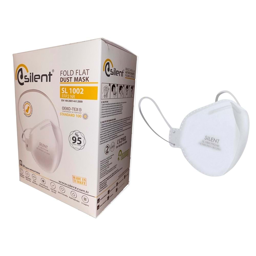 Silent FFP2 NR Katlanabilir Toz Maskesi 20 Adet